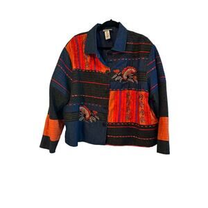 Coldwater Creek Retro Embellished Beaded Sequined Denim Jacket Size 2X